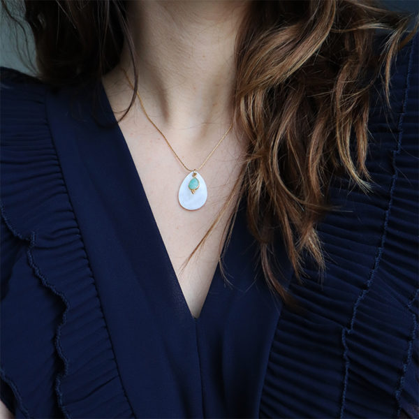 Collier nacre et amazonite