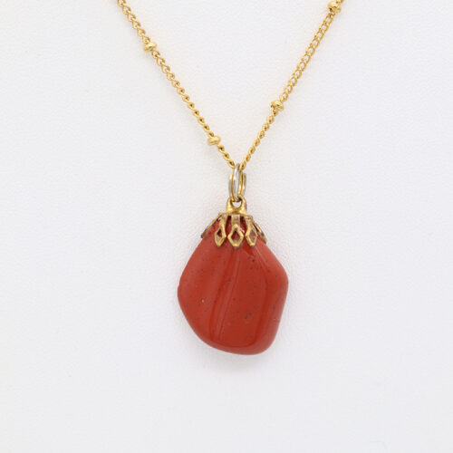 Collier pendentif jaspe rouge