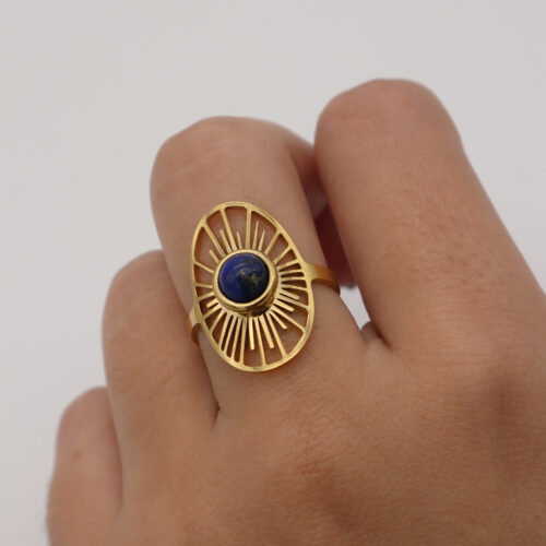 Bague dorée lapis-lazuli ANA