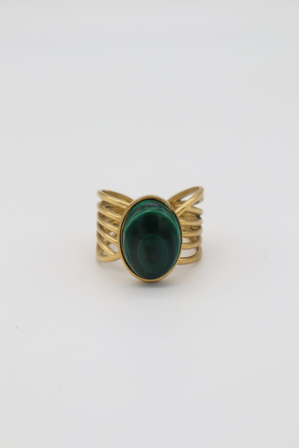 Bague dorée malachite bijoux fait main Jolie Nénette