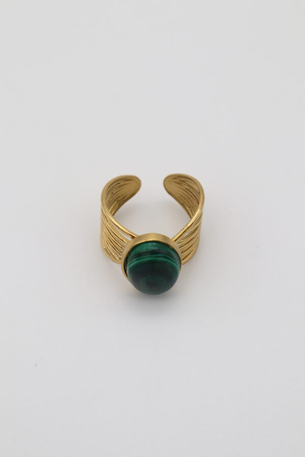 Bague dorée malachite bijoux fait main Jolie Nénette