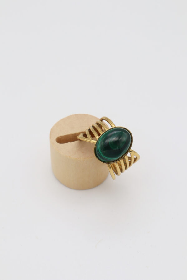 Bague dorée malachite bijoux fait main Jolie Nénette